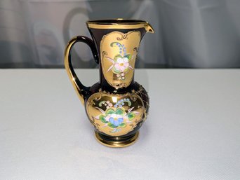 Vintage Murano Purple & Gold Gilt Pitcher