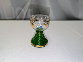 Vintage Green & Gold Gilt German Hock Shot Glass