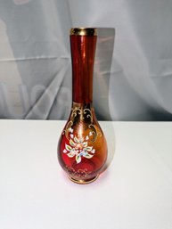 Vintage Murano Red & Gold Gilt Vase