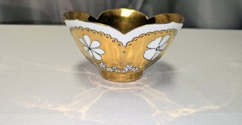 Vintage Hand Painted 24KT Gilted Gold Bowl