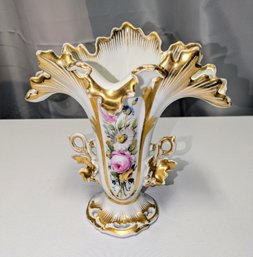 Antique French Ornate Hand Painted Vase, Unmarked