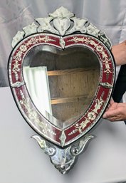 Large Vintage Venetian Glass Heart Shaped Wall Mirror