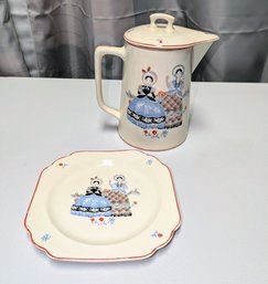 Vintage Canonsburg China Lidded Pitcher & Serving Plate