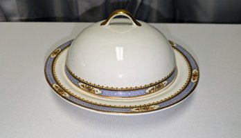 Vintage Canonsburg China Round Lidded Chilled Butter Dish With Divider