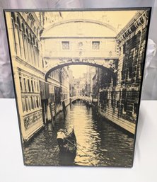 Vintage Photo Transfer On Wood Board Picture - 'Venice: Bridge Of Signs'