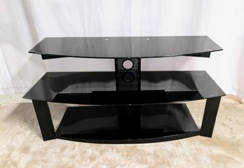 Black Tempered Glass 3 Tier Television/Stereo/Display Stand