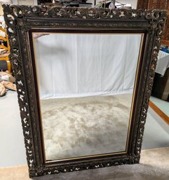 Turner Mfg. Co., (TMC) Vintage Antique Gold & Velvet Trim Ornate Detailed Resin Framed Mirror