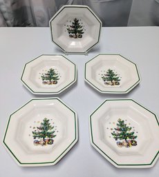 Set Of 5 Nikko Japan Christmas Time China Bowls