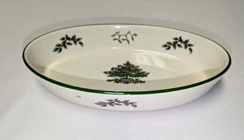 Spode Christmas Tree Pattern Oval Oven To Table Serving Dish