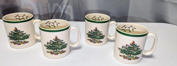 Set Of 4 Spode Christmas Tree Pattern Cups