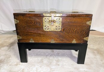 Antique Asian Chest With Brass Accents & Stand