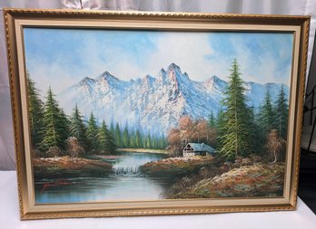 Vintage Signed & Resin Framed Large Oil On Canvas