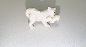 Vintage Miniature Bone China Mother Cat With Kitten