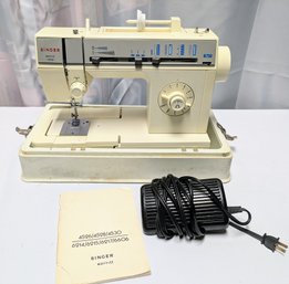 Vintage Singer Merritt 4528 Sewing Machine With Foot Pedal, Case & Original Pamphlet