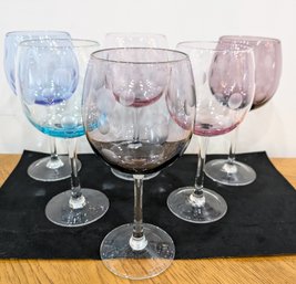 Marquis By Waterford Set Of 6 Polka Dot Wide Bowl Wine Glasses Different Colors - 1 Of 2