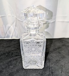 Vintage Classy & Elegant Etched, Cut Crystal & Diamond Design Decanter With Stopper