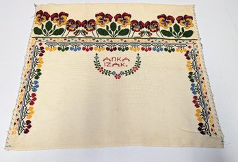 Handmade Pansy Needlepoint By 'Anka Izak'