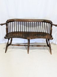 Antique Wooden Low Back Windsor Double Settee