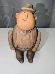 Vintage, Artist Signed Terra Cotta Pottery Statue Of A Croatian Man