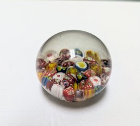 Vintage Millefiori Art Glass Paperweight Hand Blown Multicolor