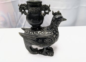 Antique Stone Asian Hand Carved Rooster/ Bird Incense Burner