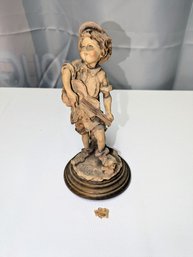 Vintage Signed Giueppe Armani Bisque Porcelain Child With Guitar Figurine