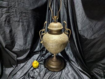 Large Solid Bronze Urn Table Lamp With Cobra Details