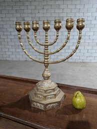 Vintage Solid Brass Menorah #1