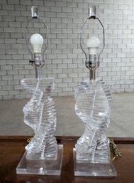 A Grouping Of Two Modern Lucite Table Lamps