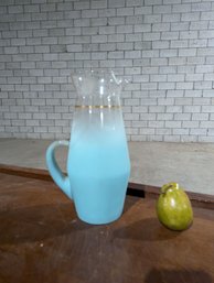 Mid-century Turquoise Ombre Satin Martini Pitcher