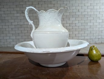 Antique Ironstone Pitcher And Basin