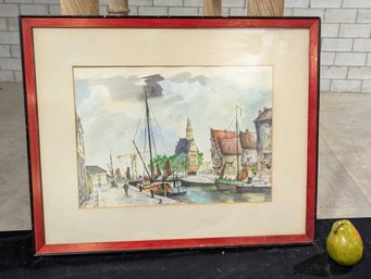 Antique Watercolor Paining Of A Bay #19