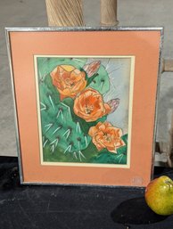 Signed Watercolor Painting Of A Cactus #25