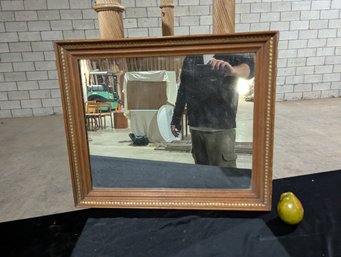 Vintage Wood Mirror With Brass Details