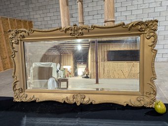 Large Vintage Gold Mirror With Beveled Glass