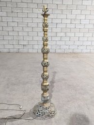 Beautiful Brass Floor Lamp With A Cast Floral Design