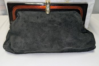 Vintage 1930s Black Velvet & Bakelite Clutch - Made In Italy