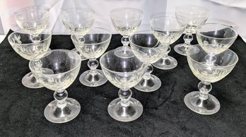 Set Of 12 Vintage Etched Floral Pattern Crystal Champagne/Sorbet Glasses