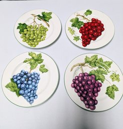 Set Of 4 Vintage American Atelier Vineyard Grape Design Plates