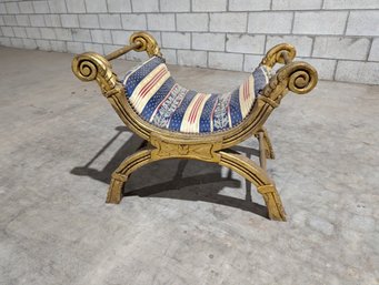 Vintage French Gilded Empire Bench