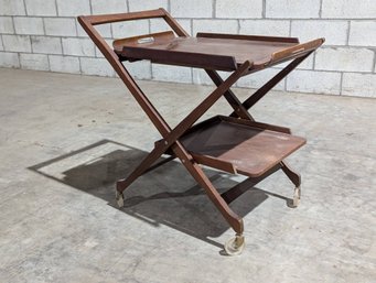 Unique Mid-Century Foldable Bar Cart With A Removable Tray Table