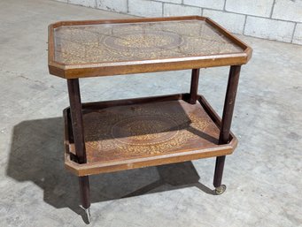 Vintage Two-Tier Cart With Inlaid Details