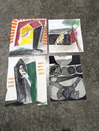 Collection Of Four Works Of Art On Paper