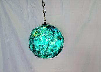 Vintage MCM Chunky Lucite Swag Lamp Vintage Green Blue Rock Candy Ceiling Ball