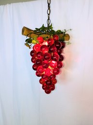 Vintage MCM Hang Swag Lamp Lucite Acrylic Red Grape Cluster