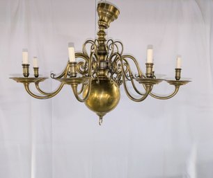 Vintage Eight Light Chandelier In Natural Brass By Ralph Lauren