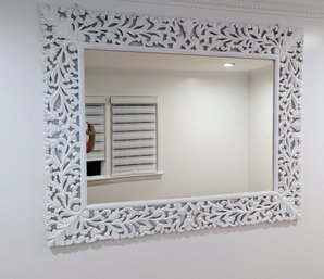 White Cut Out Design & Carved Trim Wall Mirror