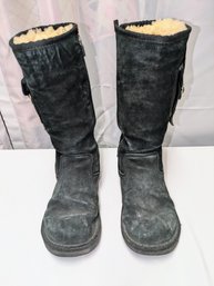 Ugg Black Tall Buckle Boots - Size 7