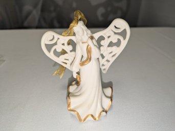 Vintage Wedgwood Angel With Pierced Wings & Gold Accented Drape Ornament - NO BOX