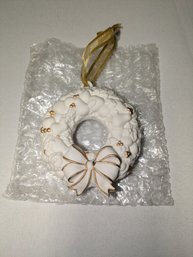 Vintage Wedgewood Wreath Ornament With Gold Accents - NO BOX